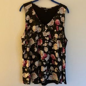torrid black floral georgette button tank
